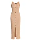 Versace Ribbed Button-down Midi Dress In Brown
