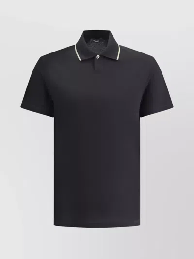 Versace Ribbed Collar Polo Shirt In Black