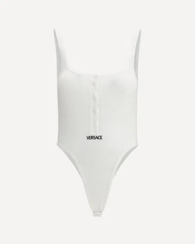 Versace Ribbed Cotton Bodysuit In White
