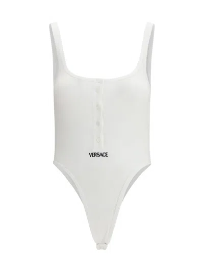 Versace Ribbed Cotton Bodysuit In White