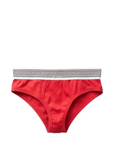 Versace Ribbed Cotton-jersey Briefs In Multi