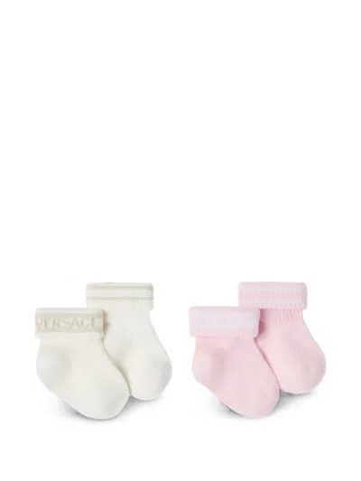 Versace Babies' Ribbed Cotton Socks 2-pack In Multi