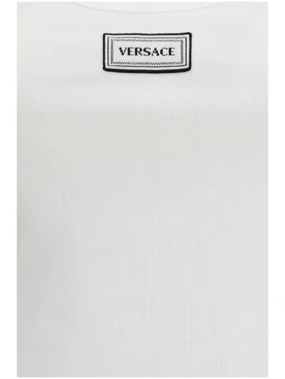 Versace Ribbed Cotton Tank Top In White