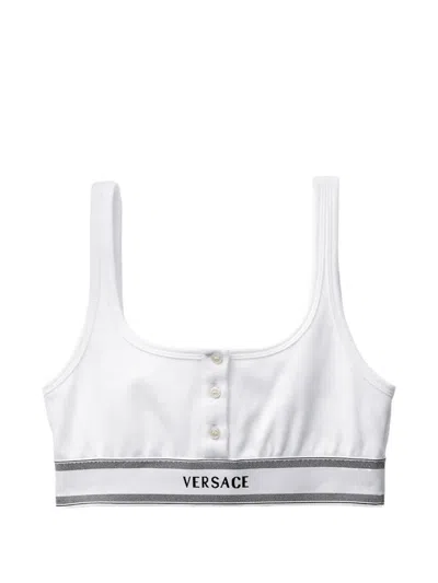 Versace Ribbed Cotton-jersey Bralette In Multi