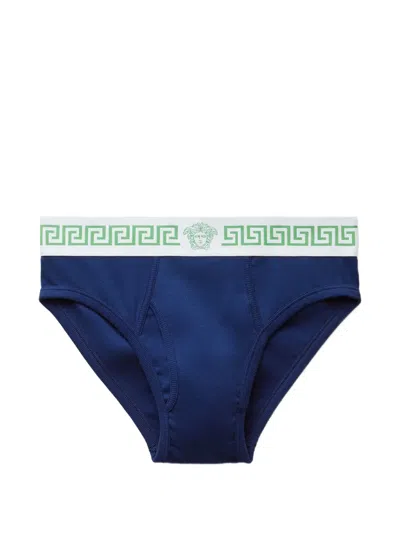 Versace Ribbed Cotton-jersey Briefs In Multi