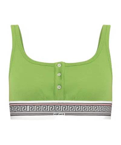 Versace Ribbed Jersey Bralette In Green