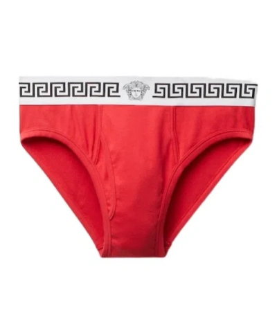 Versace Ribbed Jersey Briefs In Red