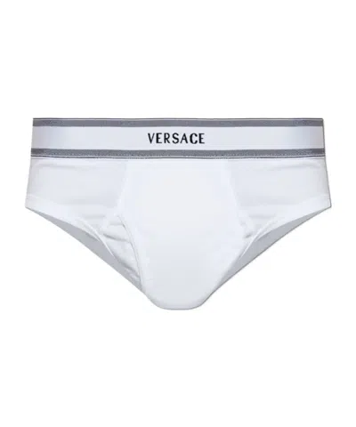 Versace Ribbed Jersey Briefs In White