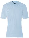 Versace Ribbed Knit T-shirt In Azul Claro