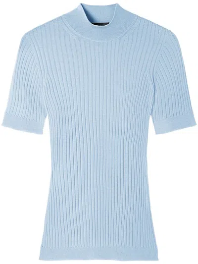 Versace Ribbed Knit T-shirt In Azul Claro