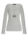 Versace Ribbed-knit Henley T-shirt In Grey