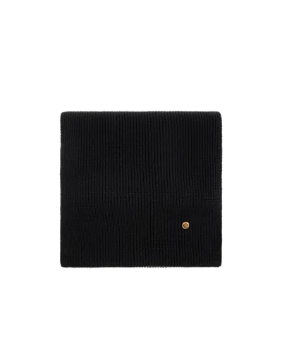 Versace Ribbed Knit Scarf In Brown