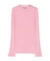 Versace Ribbed-knit Side-button Jumper In Pink