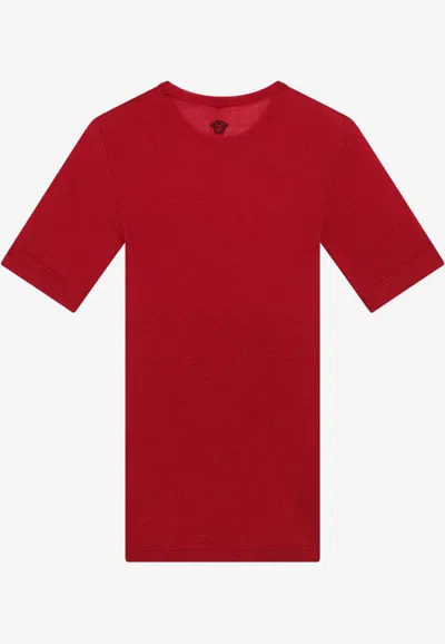 Versace Ribbed Knit Slim T-shirt In Multi