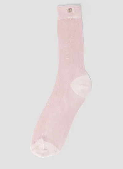 Versace Ribbed Knit Socks In Pink