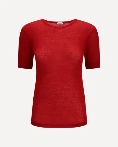 Versace Ribbed Cotton T-shirt In Red