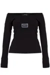 Versace Ribbed Lingerie Top In Black