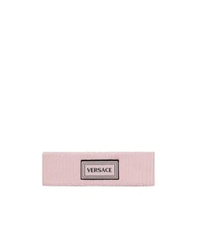 Versace Ribbed Logo Headband In Blue