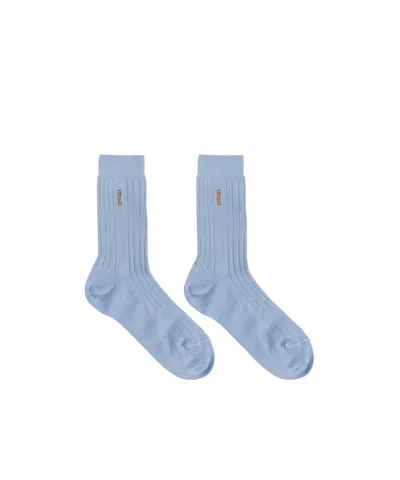 Versace Ribbed Logo Socks In Blue