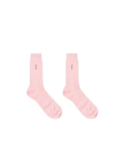 Versace Ribbed Logo Socks In Pink
