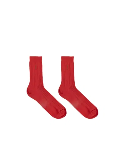 Versace Ribbed Logo Socks In Red