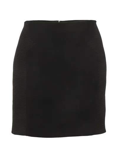 Pre-owned Versace Ribbed Mini Skirt In Black