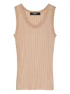 Versace Ribbed Sleeveless Top In Neutral