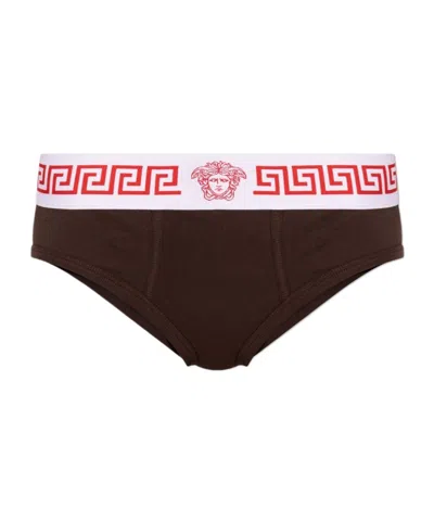 Versace Ribbed Stretch Briefs In Black