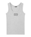 Versace Stretch Cotton Tank Top With Logo In Gray