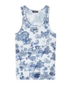 Versace Coral Theatre Print Sleeveless Undershirt In Blue