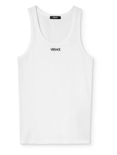 VERSACE RIBBED TOP WITH EMBROIDERY