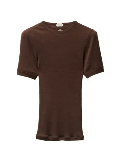 Versace Ribbed T-shirt In Brown