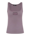 Versace Logo-patch Tank Top In Gray