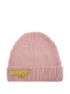Versace Ribbed Wool Beanie In Pink