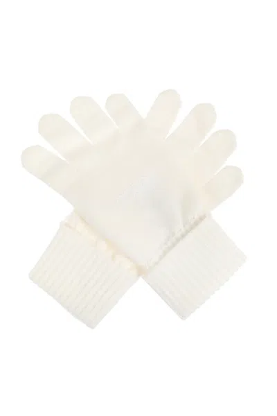 Versace Ribbed Wool Gloves In Neutrals