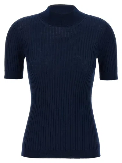 Versace Ribbed Wool Sweater Sweater, Cardigans Blue