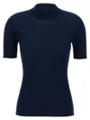 Versace Ribbed Wool Mock Neck Short Sleeve