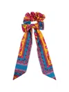 Versace Ribbon Printed Scrunchie In Blue