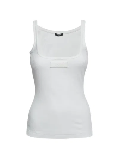 Pre-owned Versace Rib-knit Logo-patch Tank Top In White