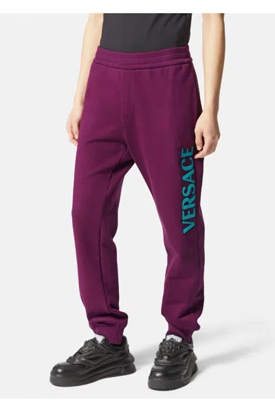 Versace Ricamo Cuffed Joggers In Purp