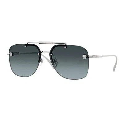 Versace Rimless Metal Frame Sunglasses In Gray