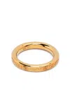 Versace Gold Engraved Greek Key Ring In  Gold