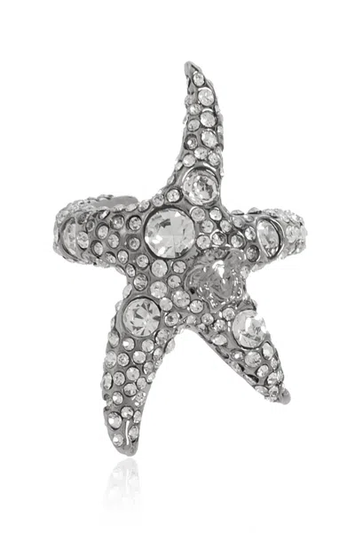 Versace Ring With A Marine Motif In Silver