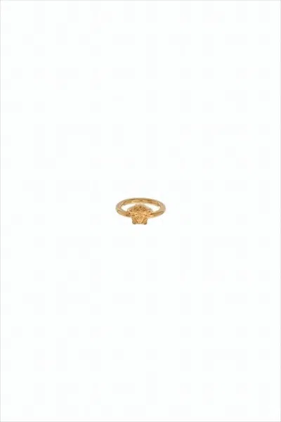 Versace Ring Withemblem And Polished Band In Gold