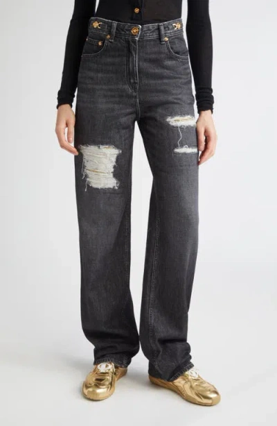 Versace Rip & Repair Straight Leg Jeans