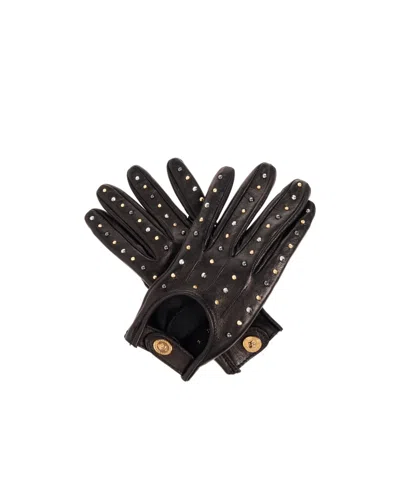 Versace Rivet Gloves In Black