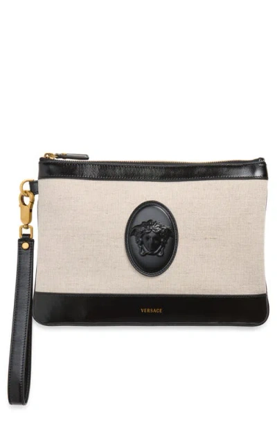 Versace Rivière Canvas Pouch In Multi