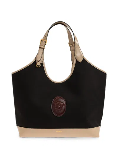 Versace Double-handle Handbag In Black