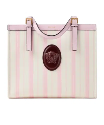Versace Riviere Printed Canvas Tote In Neutral