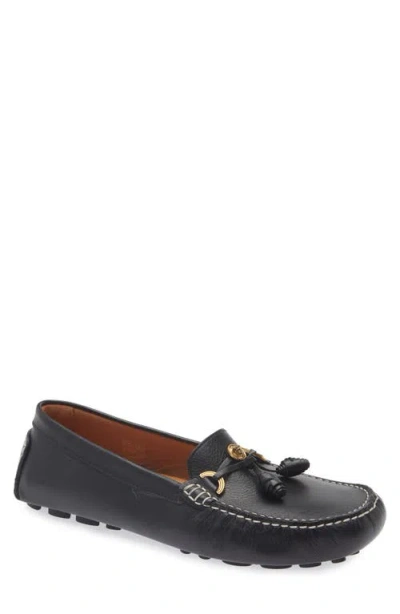 Versace Robin Leather Driving Shoes In Black